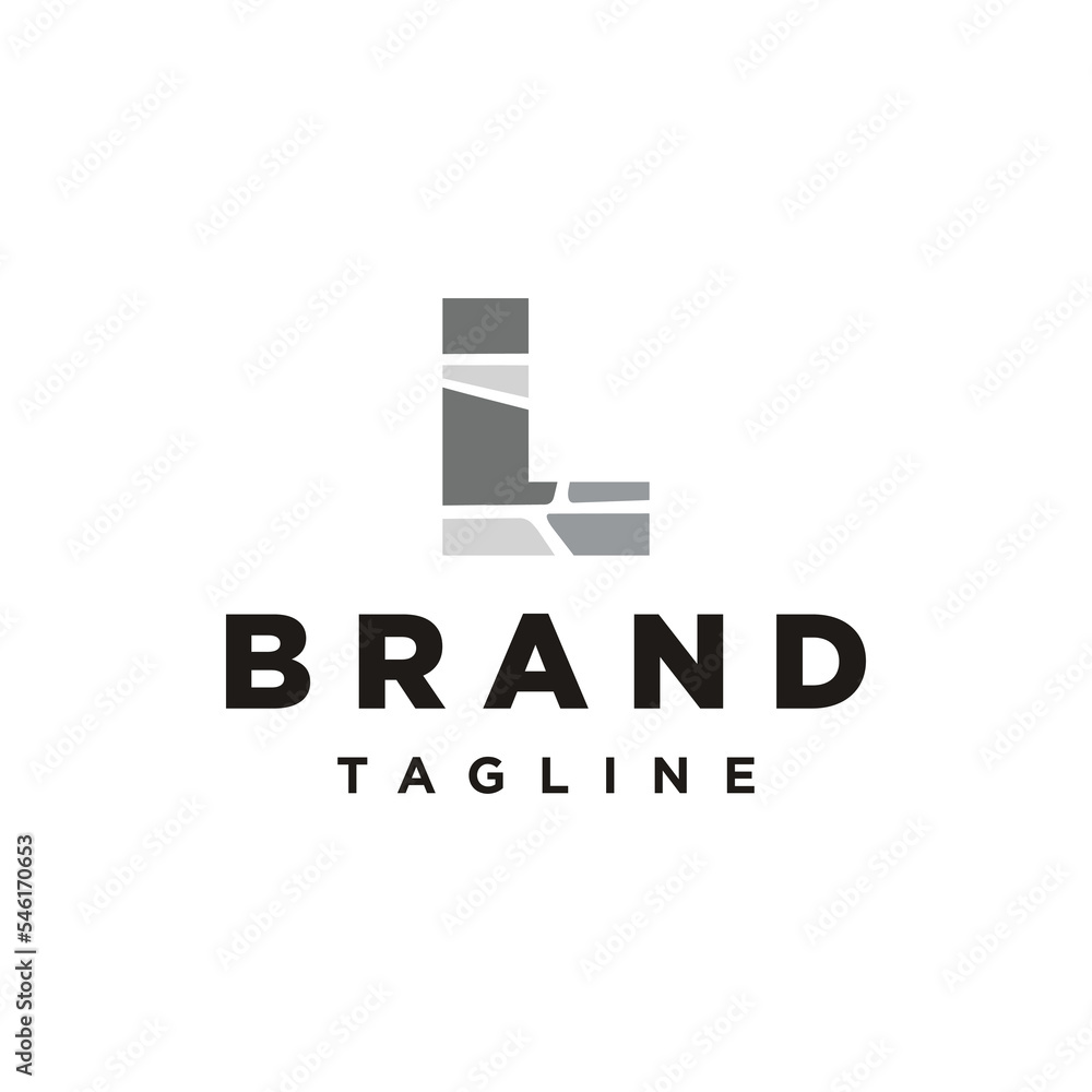 L Letter initial brick stone logo icon vector L Letter initial brick stone logo icon vector