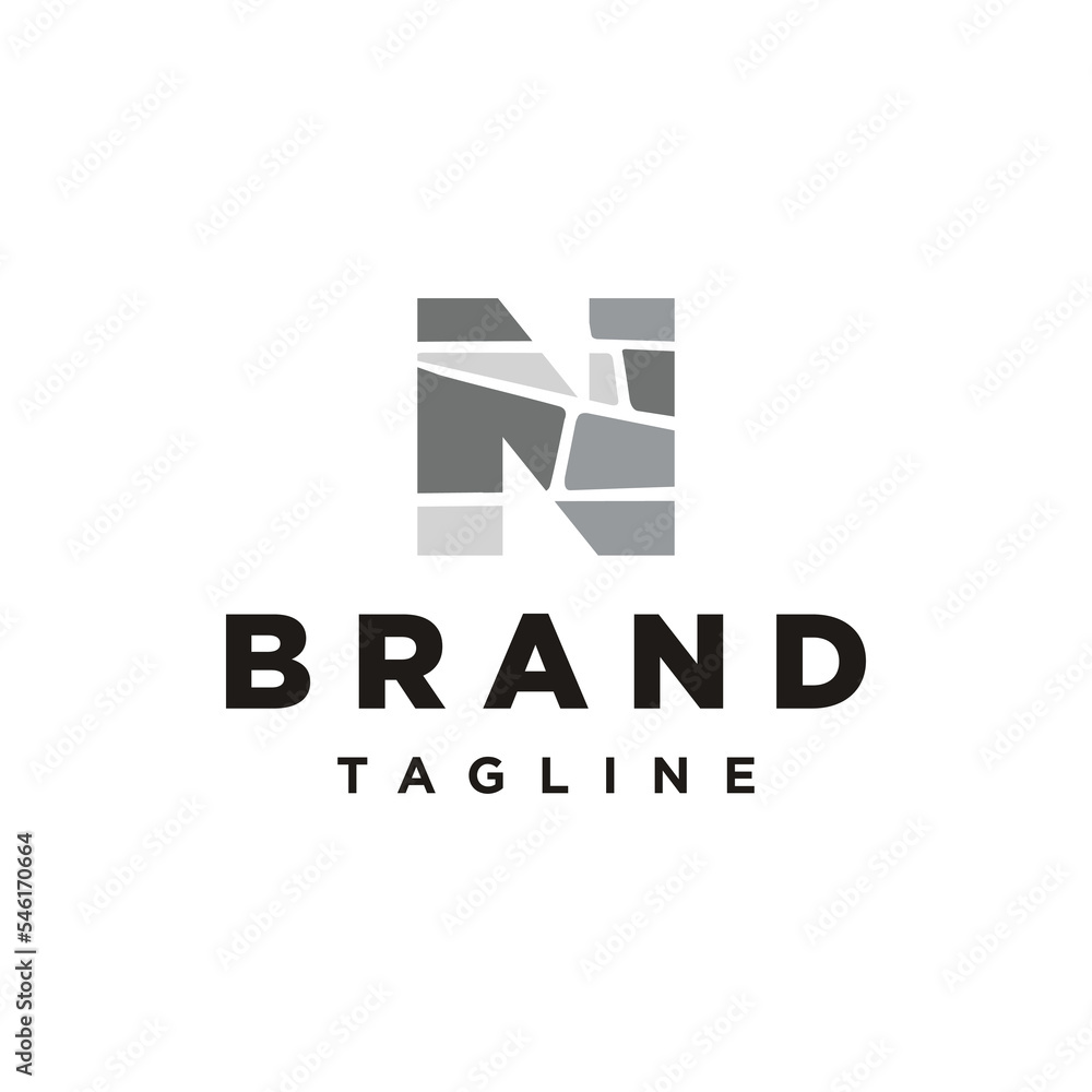 N Letter initial brick stone logo icon vector
