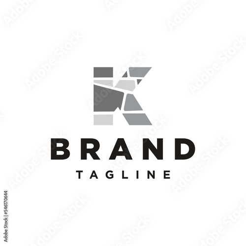 K Letter initial brick stone logo icon vector