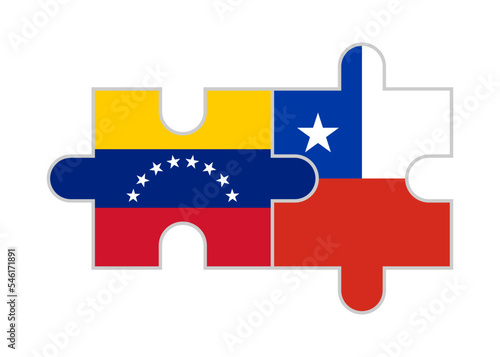 puzzle pieces of venezuela and chile flags. vector illustration isolated on white background