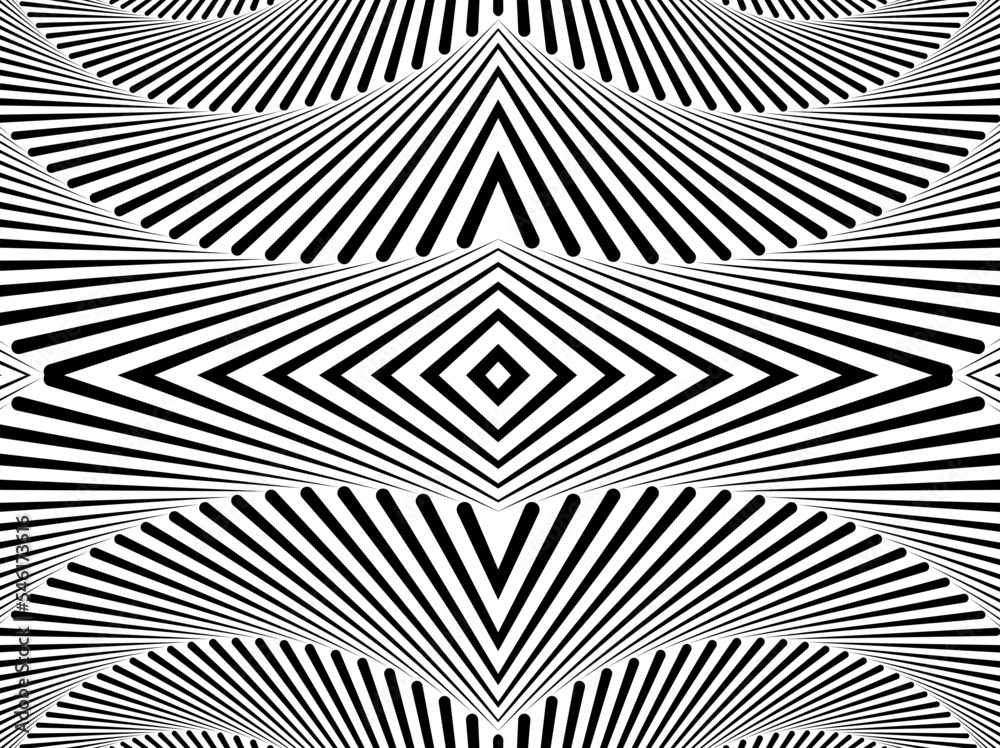 Line art optical .Wave design black and white. Pattern Digital image with a psychedelic stripes. Argent base for website, print, basis for banners, wallpapers, business cards, brochure.