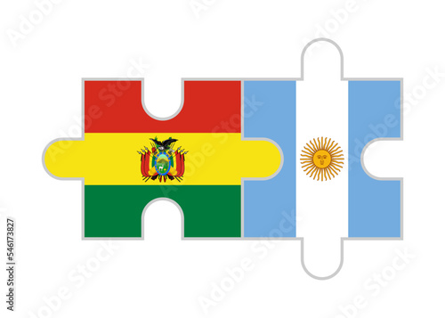 puzzle pieces of bolivia and argentina flags. vector illustration isolated on white background
