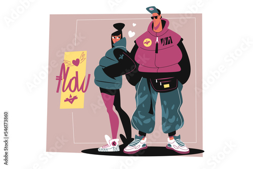 Stylish couple in casual clothes
