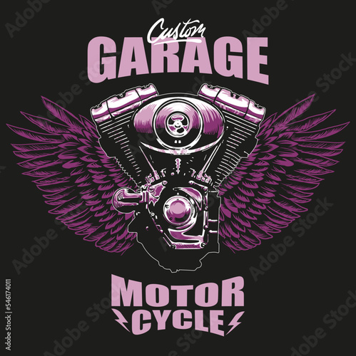 engine with wings garage custom 