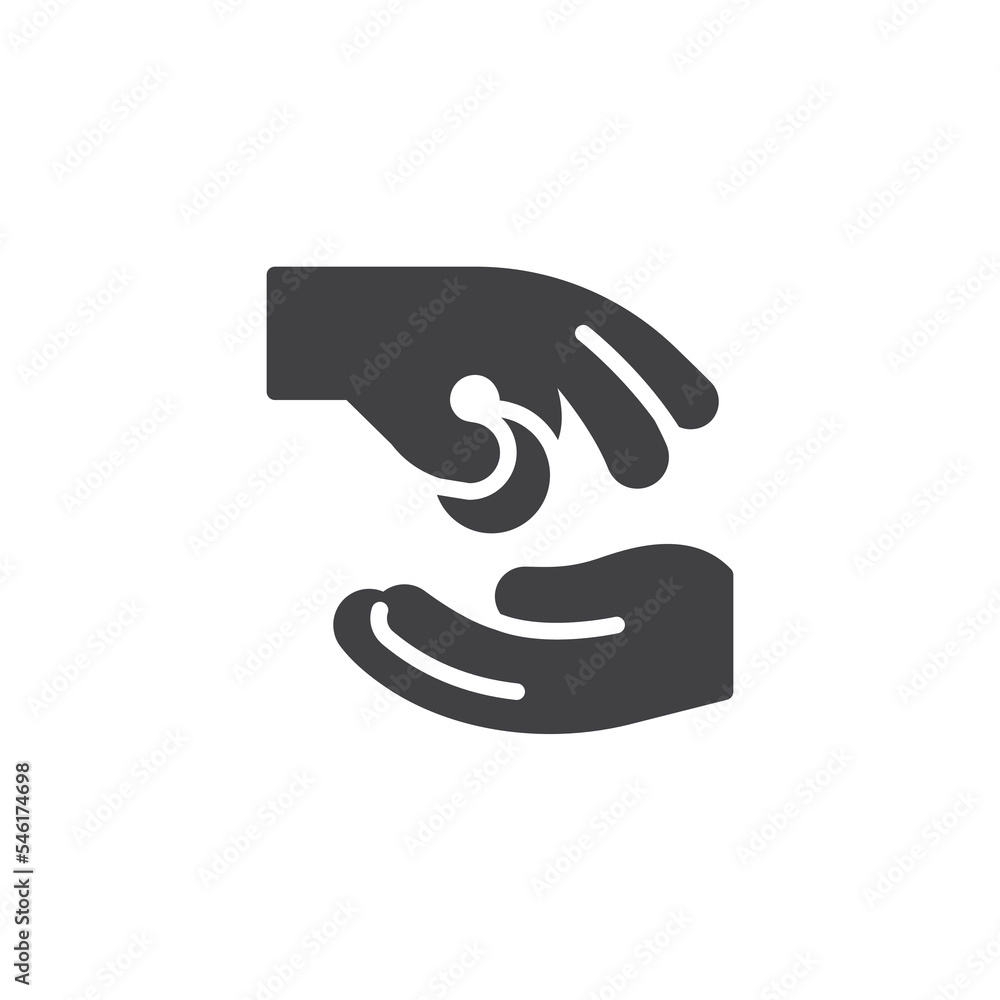 Alms hand vector icon