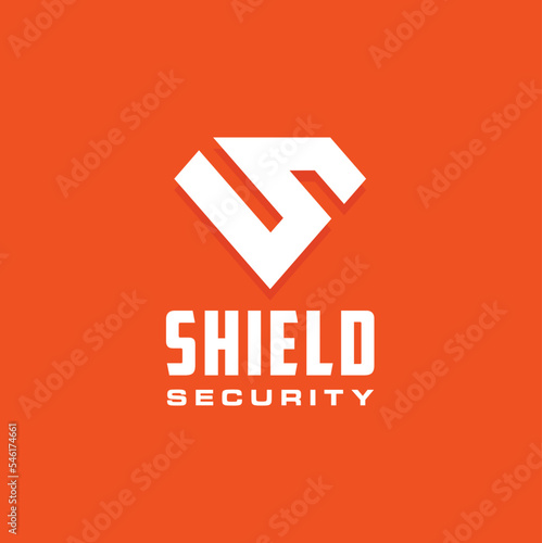 Pentagon Armor Shield Initial Letter S Superhero Emblem Badge Label for Security Strong Secure logo design