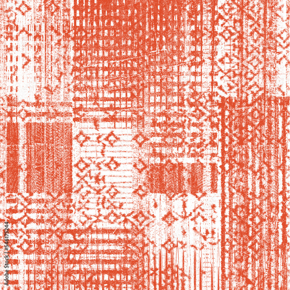 orange  chaotic pattern for textile design. Abstract Grunge Geometric Pattern on Beige background.