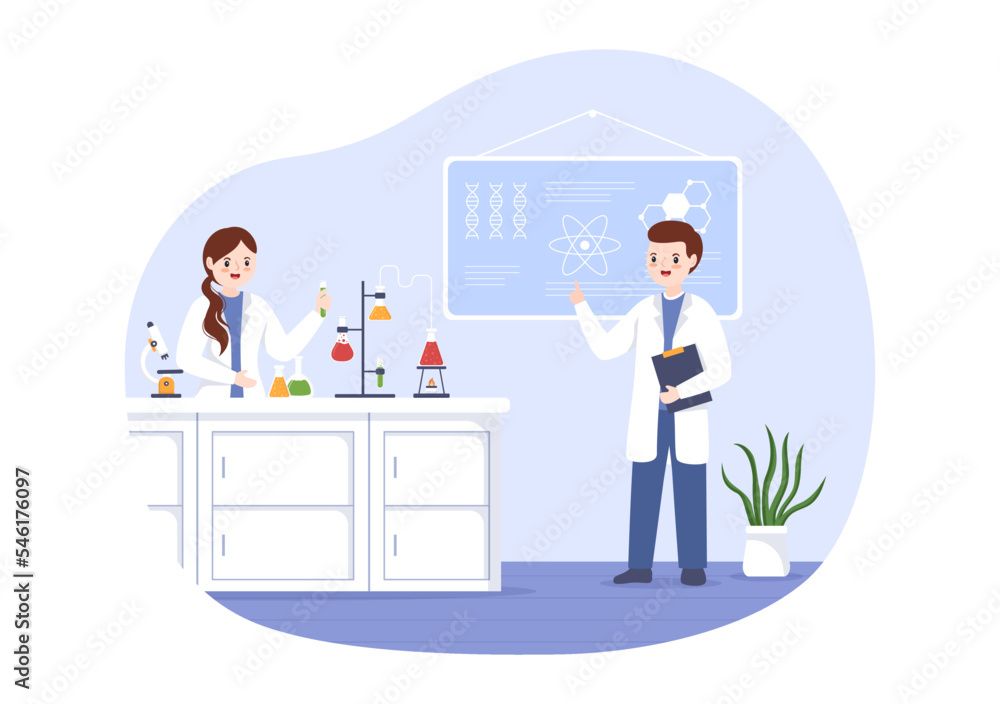Laboratorium with Conducting Research Scientific, Experimentation and Measurement in a Lab in Flat Cartoon Hand Drawn Templates Illustration Laboratorium with Conducting Research Scientific, Experimentation and Measurement in a Lab in Flat Cartoon Hand Drawn Templates Illustration