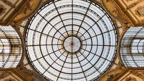 Glass Roof the Vittorio Emanuele II gallery in Milan  Italy on june 2020