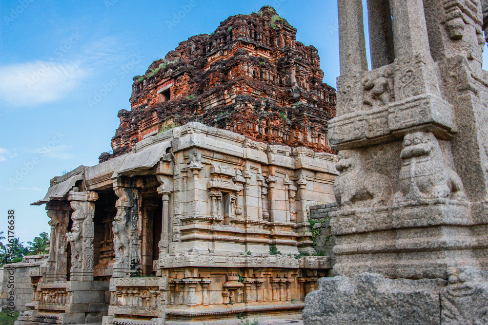 Closeup view of Achyutaraya temple entrance hampi karnataka india. unesco world heritage site
