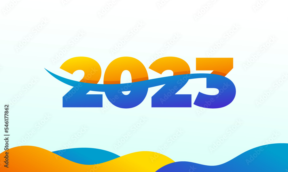 2023 new year modern colorful illustration with simple shapes for calendar or greeting card