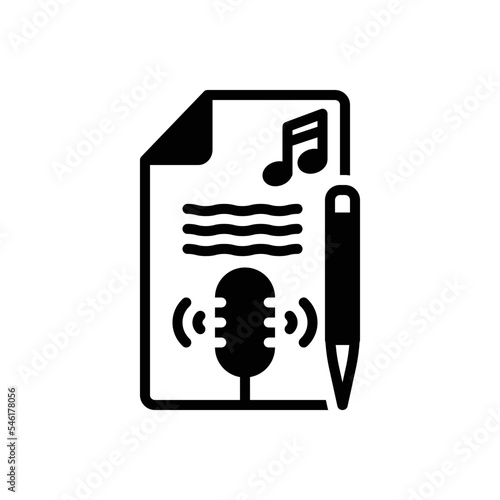 Black solid icon for transcription 