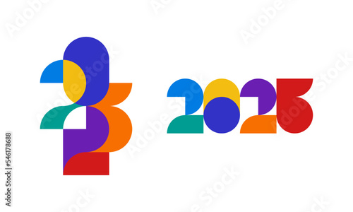2023 new year modern colorful illustration with simple shapes for calendar or greeting card