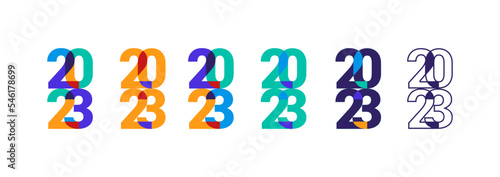2023 new year modern colorful overlapping illustration with simple shapes for calendar or greeting card