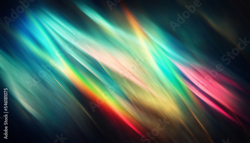 Neon glow. Light motion. Bokeh rays. Blur pink blue orange color flare radiance on dark black collage abstract background.