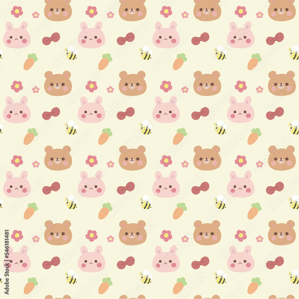 seamless pattern with animals bear bee rabbit wallpaper background seamless pattern with animals bear bee rabbit wallpaper background