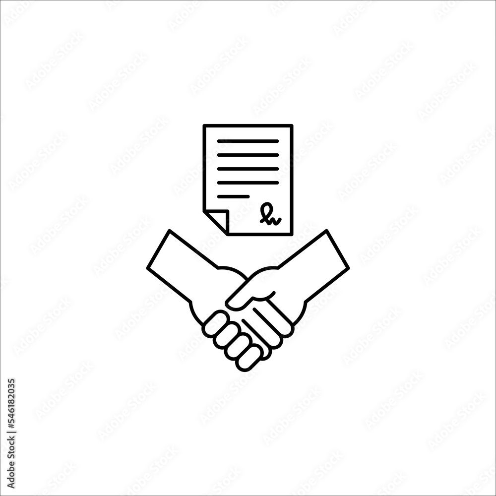 Agreement, contract, partnership, deal, handshake simple thin line icon vector illustration on white background Agreement, contract, partnership, deal, handshake simple thin line icon vector illustration on white background