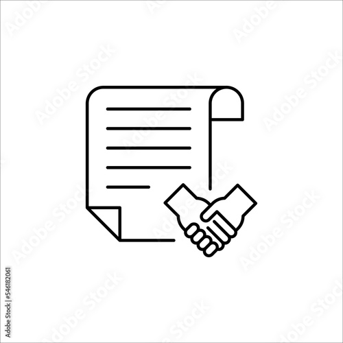 Agreement, contract, partnership, deal, handshake simple thin line icon vector illustration on white background