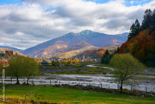 joint of tereblya and bradolets river. mountainous countryside scenery in autumn