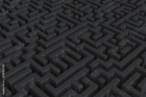 Abstract labyrinth background. Huge maze as a symbol of endless and inconclusive wandering in search of an exit, abstract background, 3D illustration.