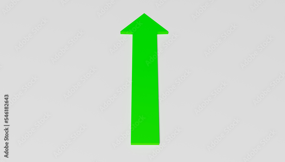 Abstract 3d-illustration of a single green arrow in front of a white background as a symbol for a positive upwards trend Abstract 3d-illustration of a single green arrow in front of a white background as a symbol for a positive upwards trend