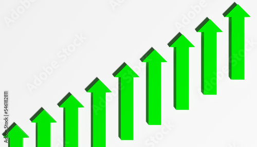 Abstract 3d-illustration of some green arrows with an upper direction as a symbol for positive development