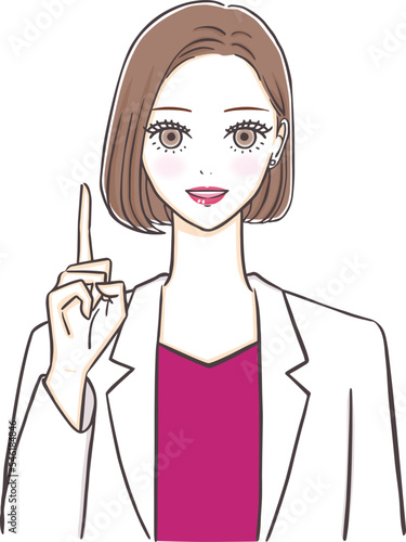 指をさしてアドバイスする美しい女医
