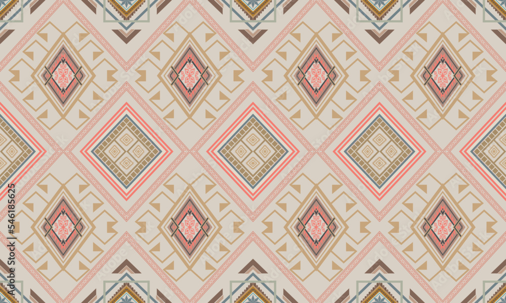 Geometric ethnic flower pattern for background,fabric,wrapping,clothing,wallpaper,Batik,carpet,embroidery style.	