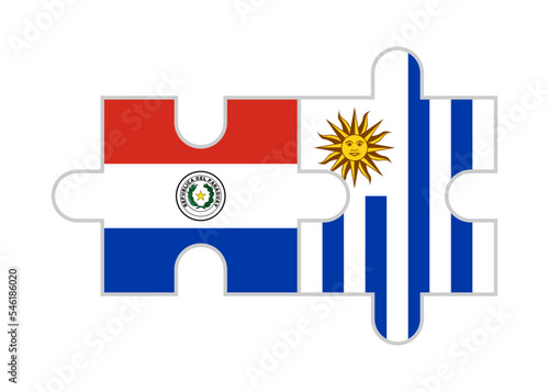 puzzle pieces of paraguay and uruguay flags. vector illustration isolated on white background