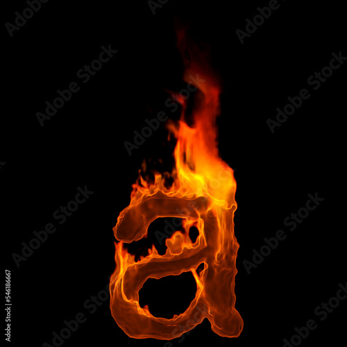 fire letter A - Lowercase 3d demonic font - Suitable for disaster, hell or global warming related subjects