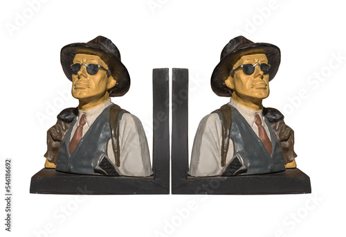 Foto detective bookends isolated over white background