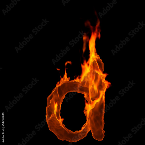 fire letter D - Lowercase 3d demonic font - Suitable for disaster, hell or global warming related subjects