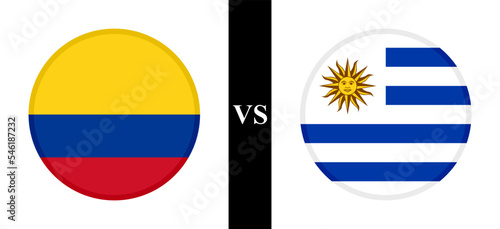 the concept of colombia vs uruguay. flags of colombian and uruguayan. vector illustration