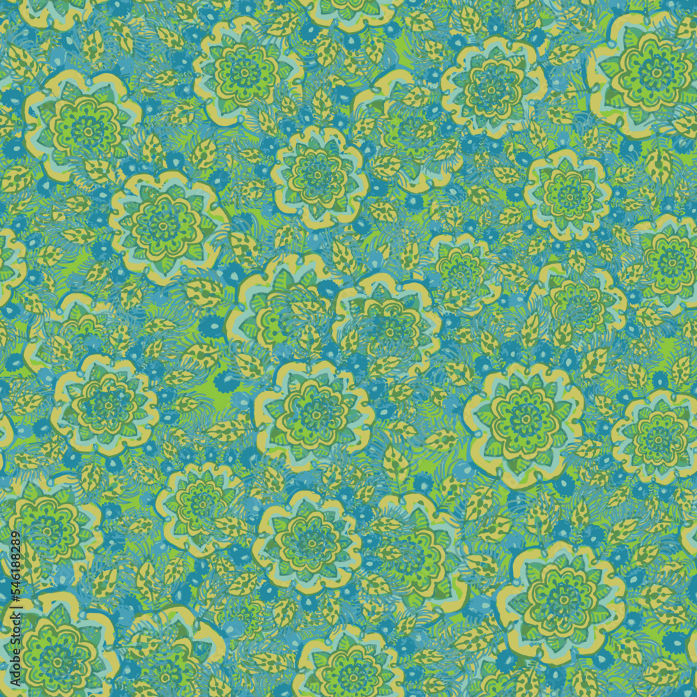 green botanical ornament seamless vector pattern