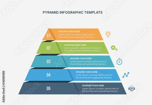 Triangle, pyramid chart infographic flat vector diagram for presentations photo