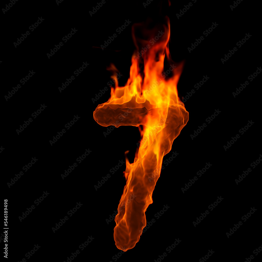 fire number 7 - 3d demonic digit - Suitable for disaster, hell or global warming related subjects fire number 7 - 3d demonic digit - Suitable for disaster, hell or global warming related subjects