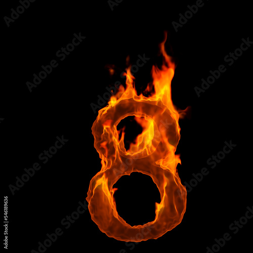 fire number 8 - 3d demonic digit - Suitable for disaster, hell or global warming related subjects