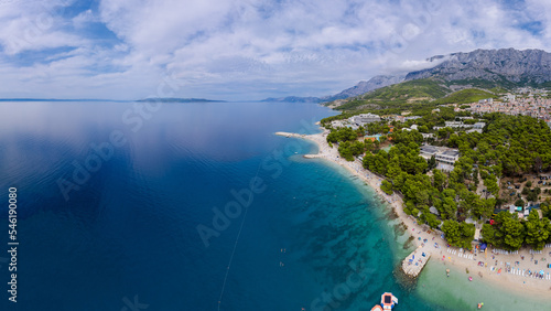 Turquoise Adriatic sea and rocky coast in Krvavica  Croatia