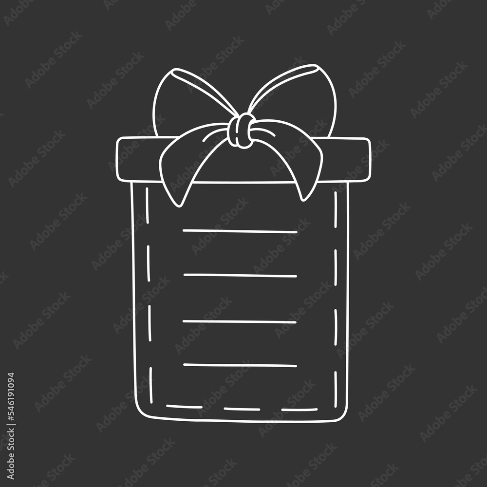 Gift frame in doodle style for decoration journal, planner and diary. Template for text for print and design. Vector illustraion, isolated white element on chalk board background. Gift frame in doodle style for decoration journal, planner and diary. Template for text for print and design. Vector illustraion, isolated white element on chalk board background.