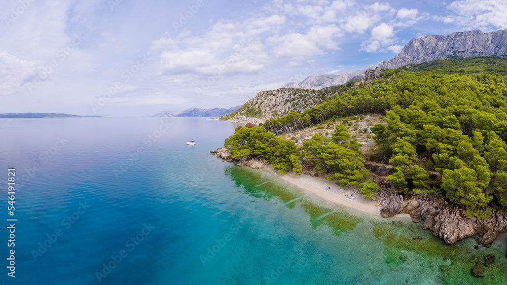 Aerial view of Croatia golden beach in summer
