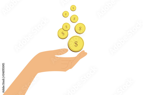 Vector illustration. Hand pose concept. Female or male hand holding money. Cartoon style. Suitable for a sticker or emoji for messengers.
