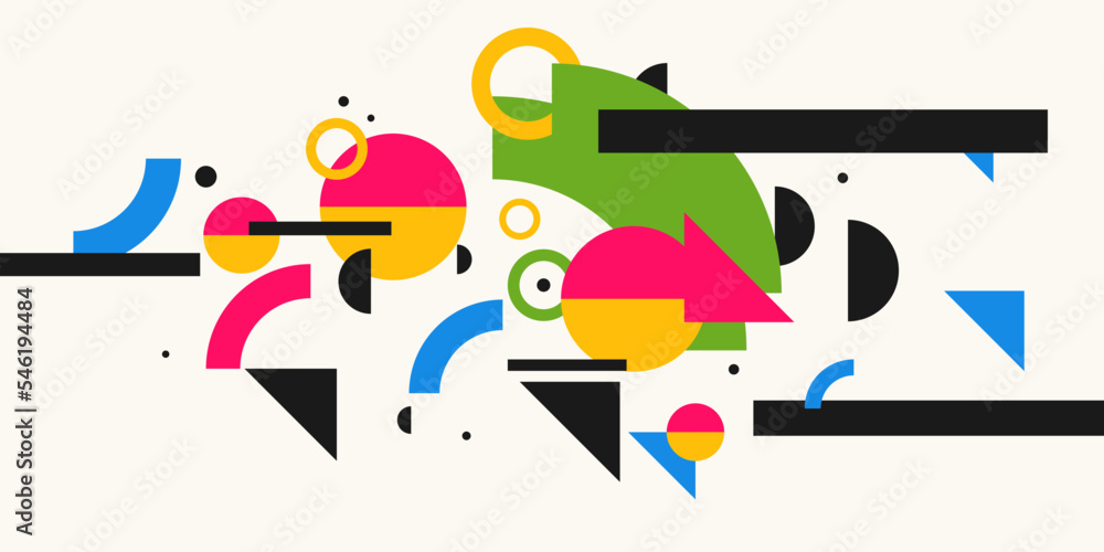 Composition with geometric shapes. Abstract background for design. Trendy stylish graphics.