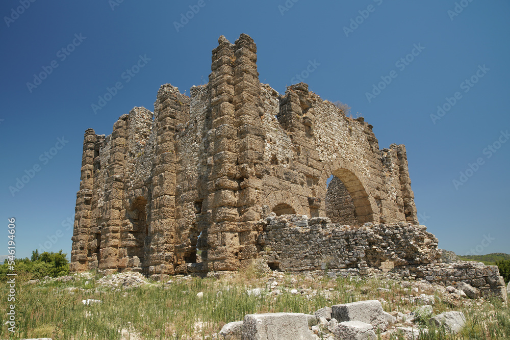 Basilica of Aspendos Ancient City in Antalya, Turkiye