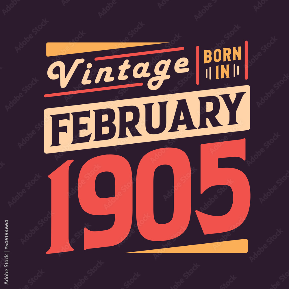 Vintage born in February 1905. Born in February 1905 Retro Vintage Birthday