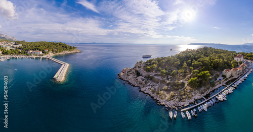 Fototapeta Naklejka Na Ścianę i Meble -  Aerial view of Croatia golden beach in summer