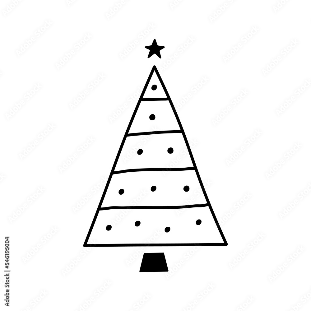 Linear hand drawn christmas tree vector illustration Linear hand drawn christmas tree vector illustration