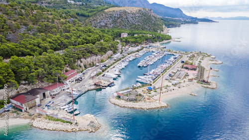 Aerial view of Brela insummer, Croatia photo