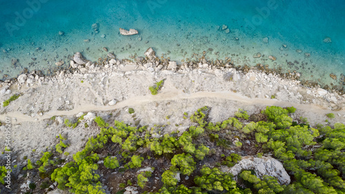 Seaside with turquoise bay and beach in Plaža za pse Ramova, Croatia photo