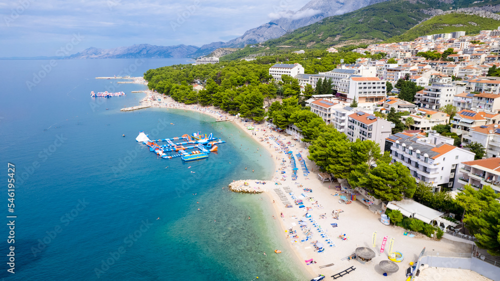Aerial view of Makarska in summer, Croatia
