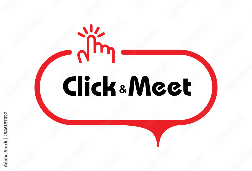 click and meet sign on white background click and meet sign on white background
